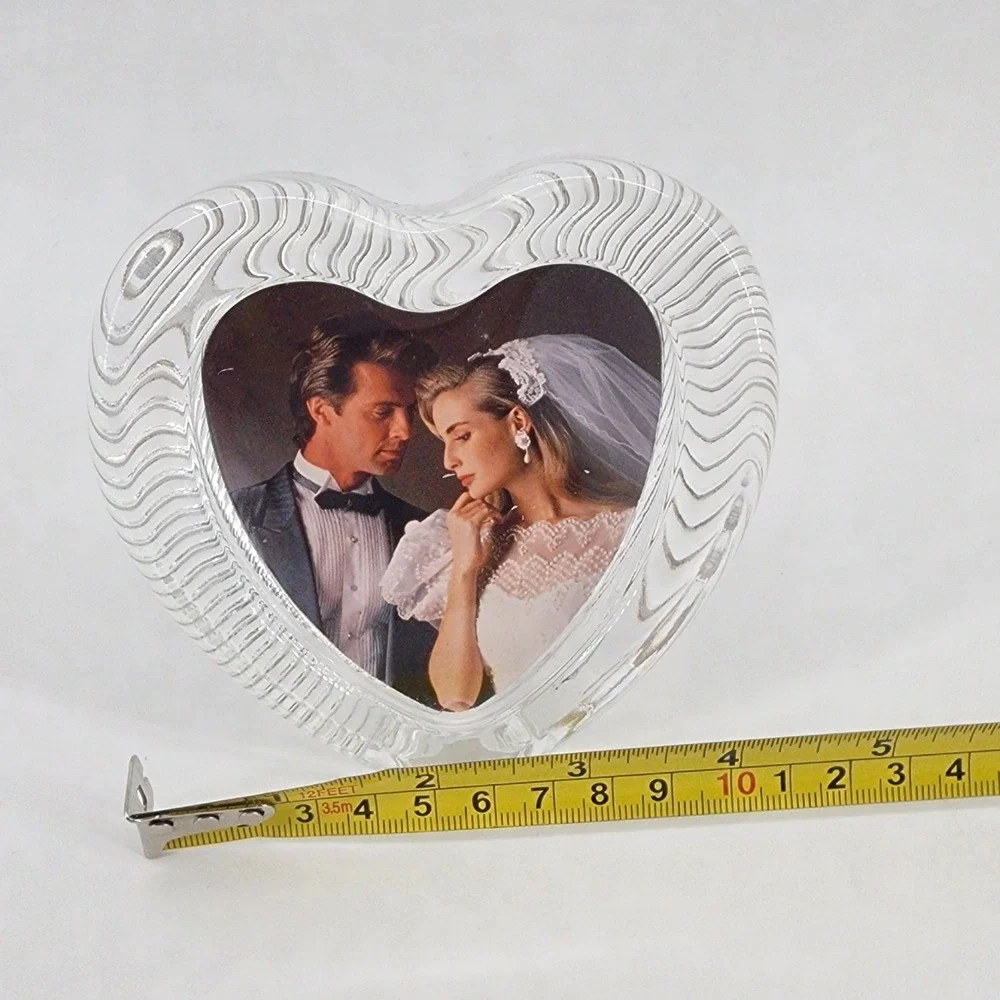 Mikasa Crystal Heart Picture Frame Ribbed Clear‎ Glass Made in Japan Vintage
